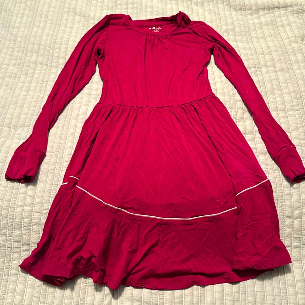 Girls Magenta Long Sleeved Dress